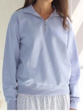 Brandy Melville Pale Blue Quarter-Zip Pullover